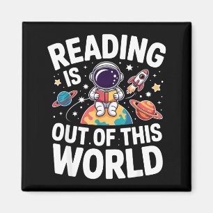 Reading is out of this world space funny booksRead Magnet
