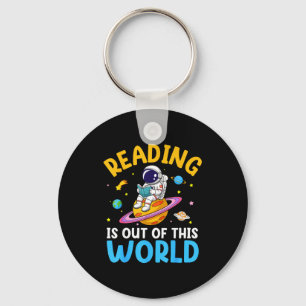 Reading is out of this world space funny read keychain
