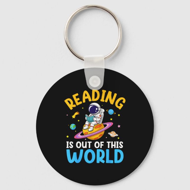 Reading is out of this world space funny read keychain (Front)