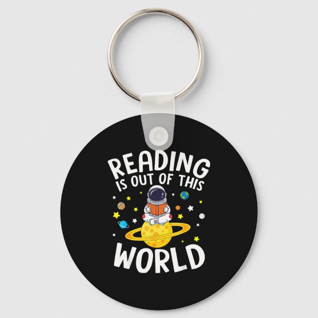 Reading is out of this world space funny read keychain (Front)