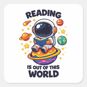 Reading is out of this world square sticker
