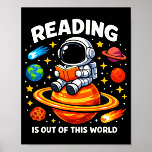 Reading is out of world space funny books lover poster