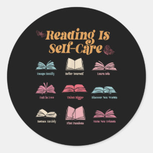 Reading Is Self-care, Book Mental Health S Awarene Classic Round Sticker