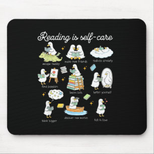 Reading is self care funny reading day silly goose mouse pad