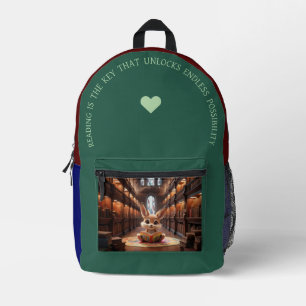 Reading Is The Key Printed Backpack