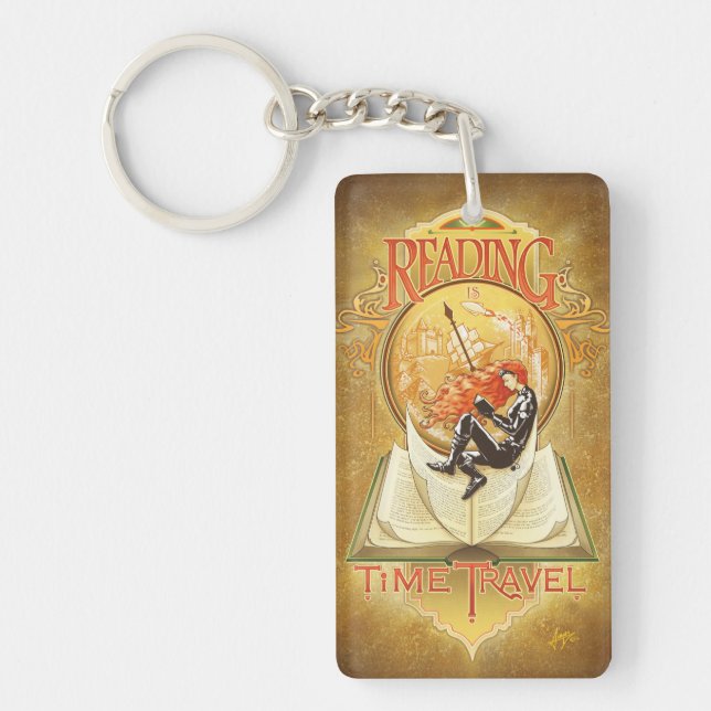 Reading is Time Travel Keychain (Front)
