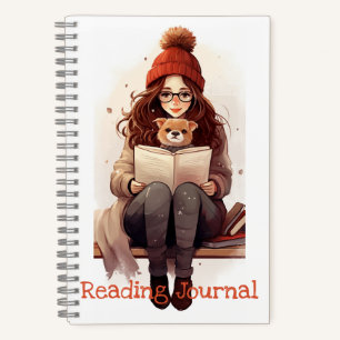 Reading journal Cute girl book and dog Autumn