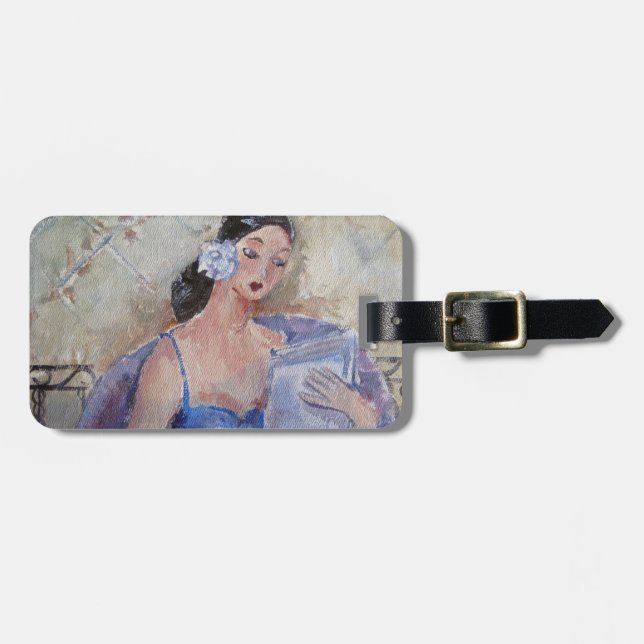 Reading Lady by Marie Theron Luggage Tag (Front Horizontal)
