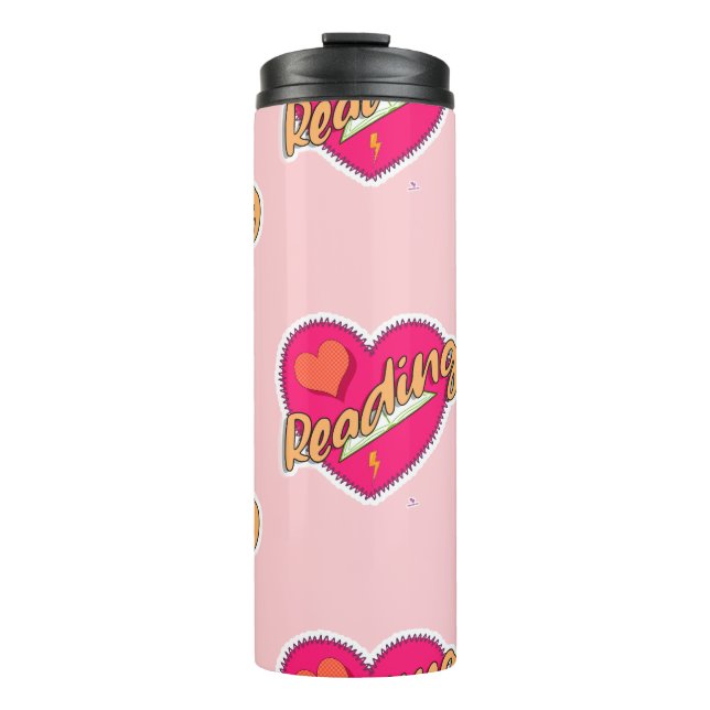 Reading Love Book Heart Motto Thermal Tumbler (Front)