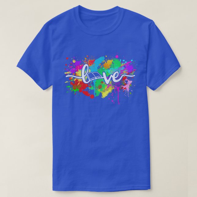 Reading Love Colourful Typography Book Lovers  T-Shirt (Design Front)