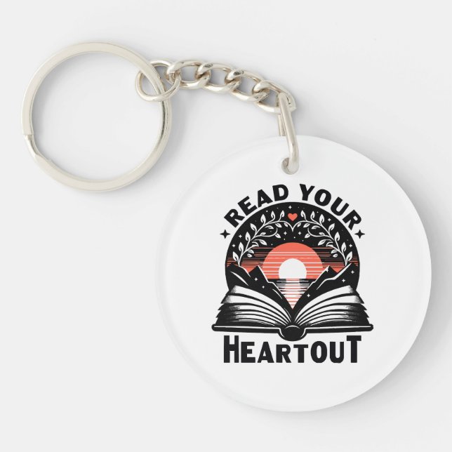 Reading Lover Read Your Heart Out Book Nerd Keychain (Front)
