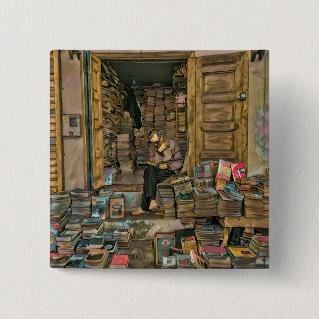 Reading Lovers Gift For Librarian 2 Inch Square Button (Front)