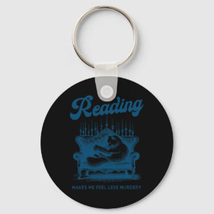 Reading Makes Me Feel Less Murdery Funny Cat Readi Keychain