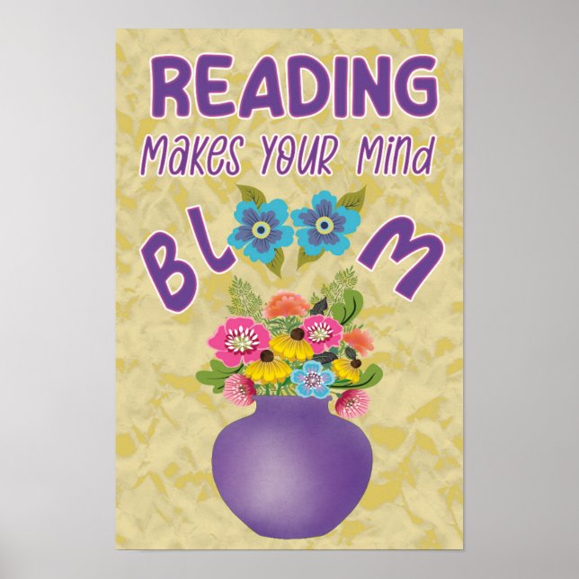 Reading Makes Your Mind Bloom Pun Poster (Front)