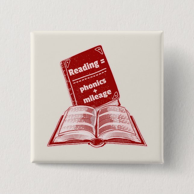 Reading mileage Phonics  2 Inch Square Button (Front)