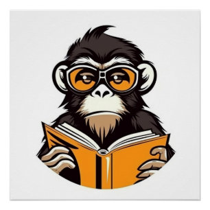 Reading Monkey Poster