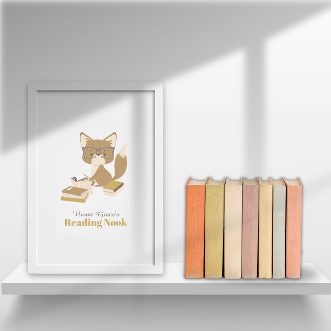 Reading Motivation Poster Woodland Fox (Poster Reading Nook Personalized Kids Read Books)