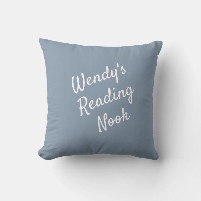 Reading Nook Cushion, Pretty Dusty Blue Throw Pillow (Front)