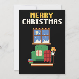 Reading Nook Pixel Art Christmas Card