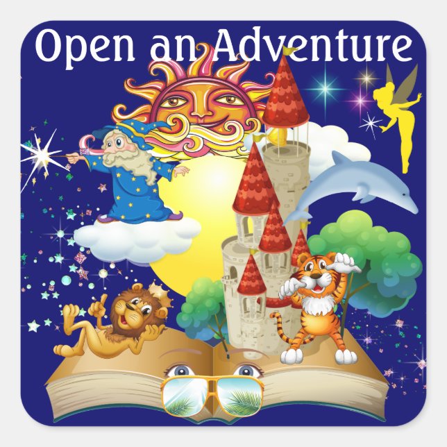 Reading - Open an Adventure - SRF Square Sticker (Front)