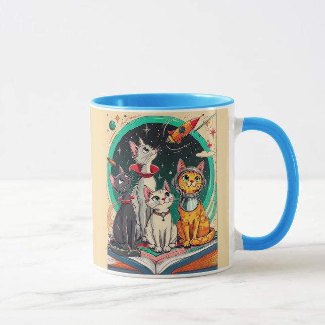 Reading Opens a Gateway to Cosmic Cat Adventures Mug (Right)