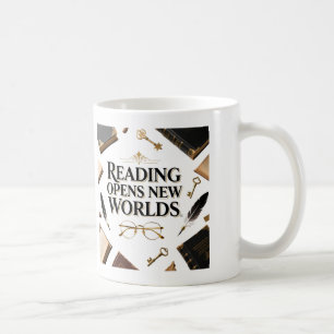 Reading Opens New Worlds Book Lover Graphi Coffee Mug