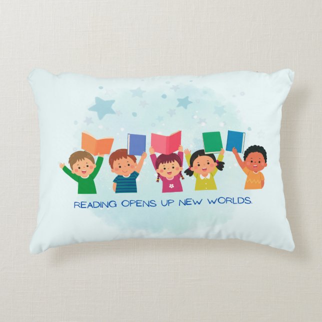 Reading Opens Up New Worlds Accent Pillow (Front)