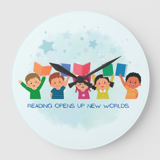 Reading Opens Up New Worlds Large Clock (Front)