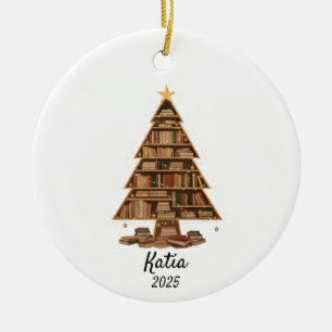 Reading Ornament, Book Lover Gift, Bookworm Gift Ceramic Ornament