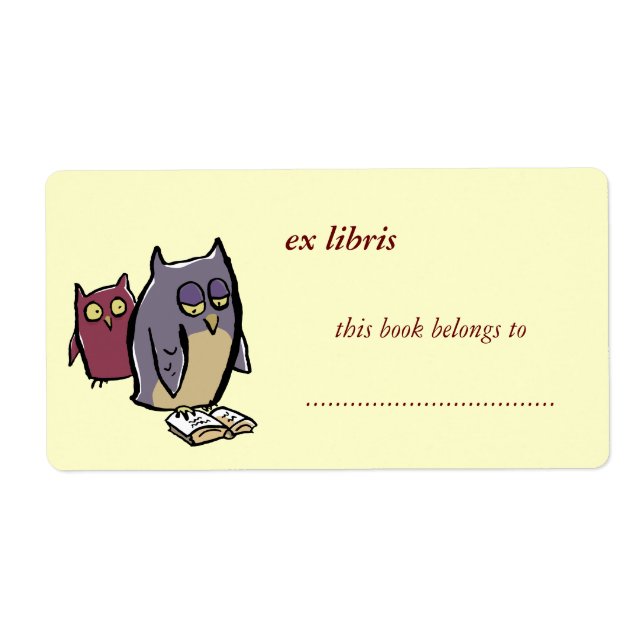 reading owls customizable exlibris (Front)