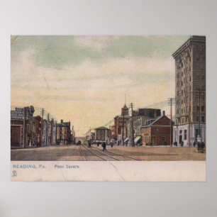 Reading PA, Pennsylvania, Penn Square, Vintage Poster