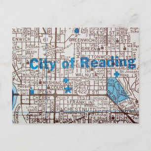 Reading, PA Vintage Map Postcard