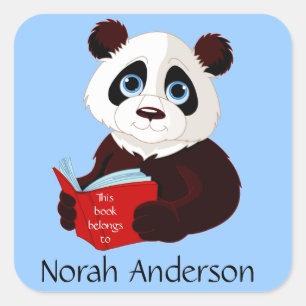 Reading Panda Bookplate Sticker