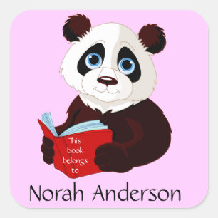 Reading Panda Bookplate Sticker