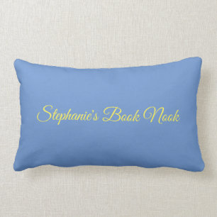 Reading pillow, elegant & pretty blue & yellow lumbar pillow