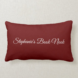Reading pillow, elegant & pretty deep red lumbar pillow