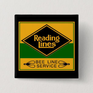 Reading Railroad, Bee Line Service 2 Inch Square Button