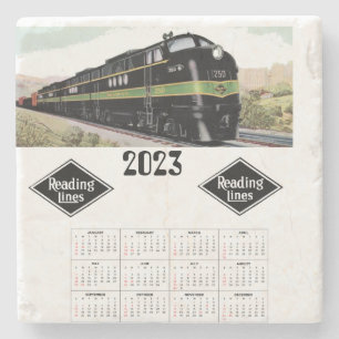 Reading railroad calendar stone coaster
