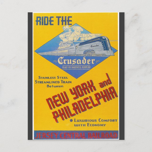 Reading Railroad Crusader Train 1937 Postcard (Front)