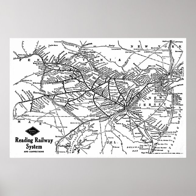 Reading Railway System Map Poster (Front)