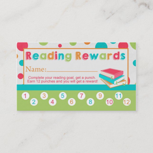 Reading Rewards Punch Card for Kids (Front)