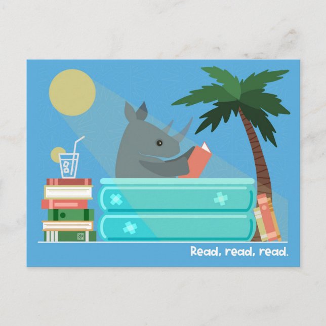 Reading Rhino in the Pool Postcards (Front)