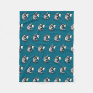 Reading Rhinoceros loves books Fleece Blanket