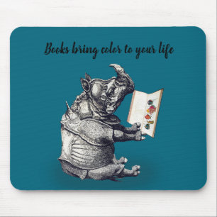 Reading Rhinoceros loves books Mouse Pad