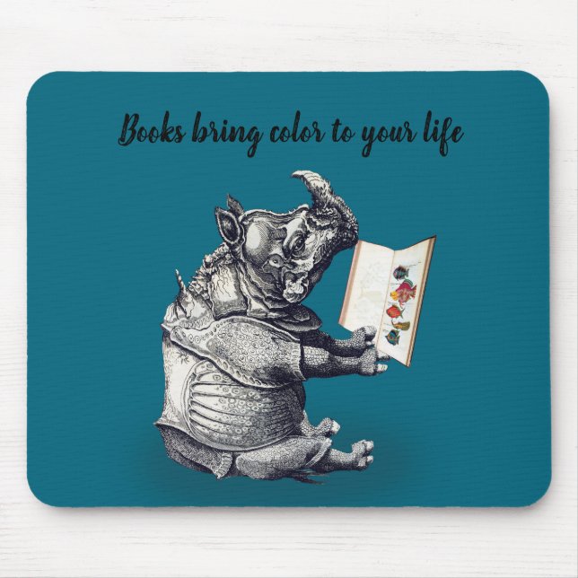 Reading Rhinoceros loves books Mouse Pad (Front)
