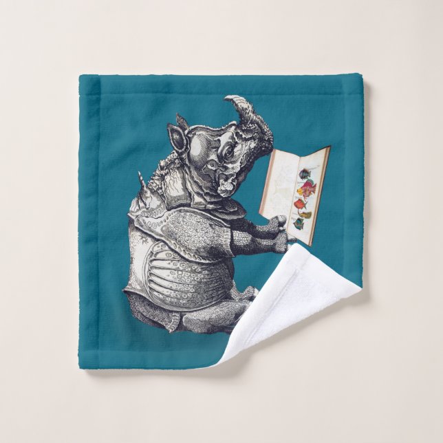 Reading Rhinoceros loves books Wash Cloth (Wash Cloth)
