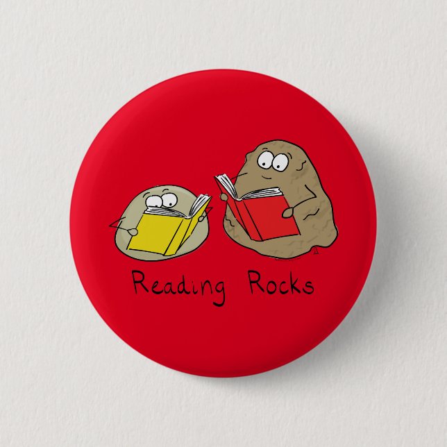 Reading Rocks Cute Kids Cartoon 2 Inch Round Button (Front)