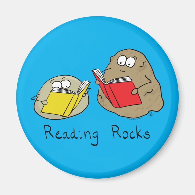 Reading Rocks Funny Book Magnet (Front)
