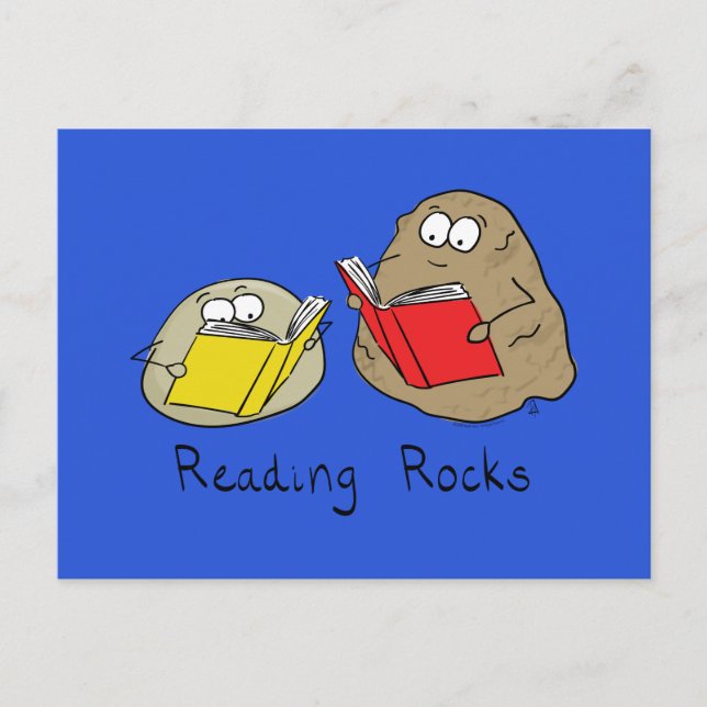 Reading Rocks Funny Book Postcard (Front)
