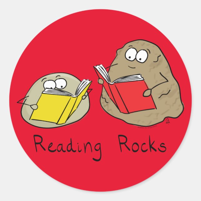 Reading Rocks Funny Book Stickers (Front)
